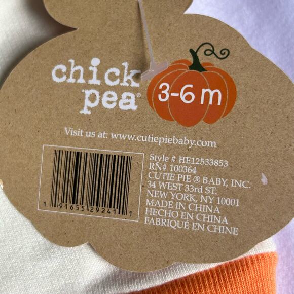 Chick Pea Unisex Little Pumpkin Halloween Fall 2 Piece Set 3-6 Months New - Picture 7 of 7